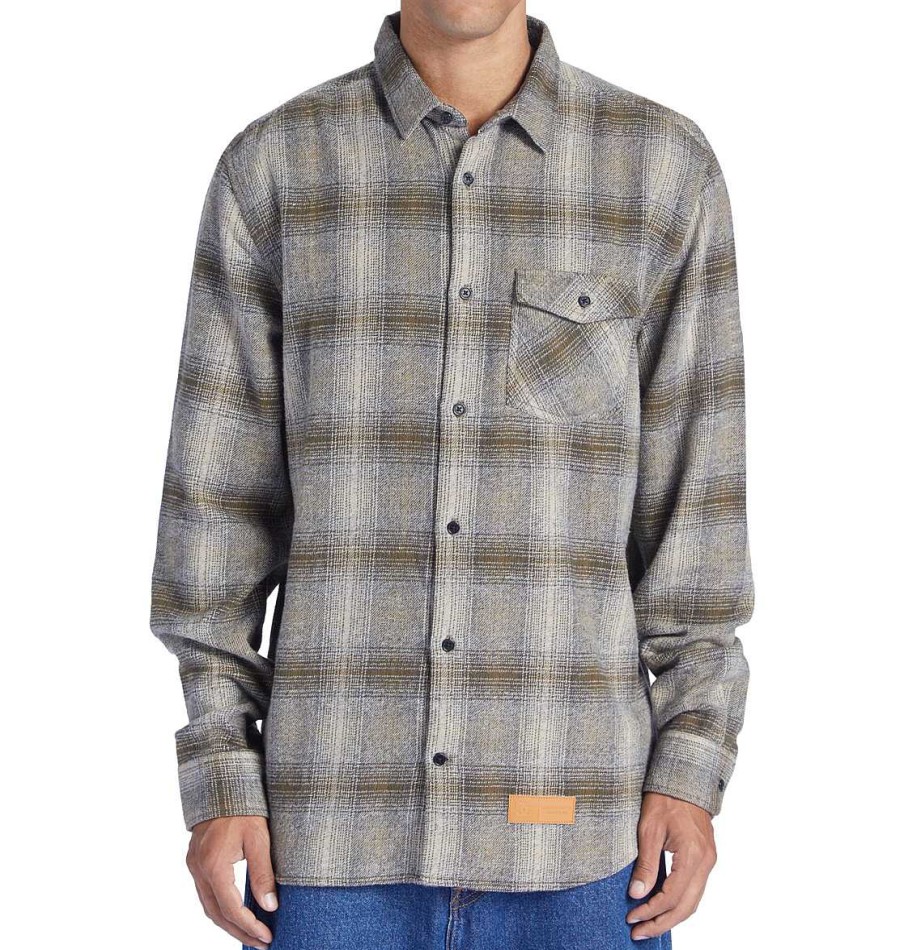 Hommes DC Shoes Chemises Et Flanelles | Chemise A Manches Longues En Flanelle Marshal Pour Hommes Capres/ Plaza Toupe Plaid