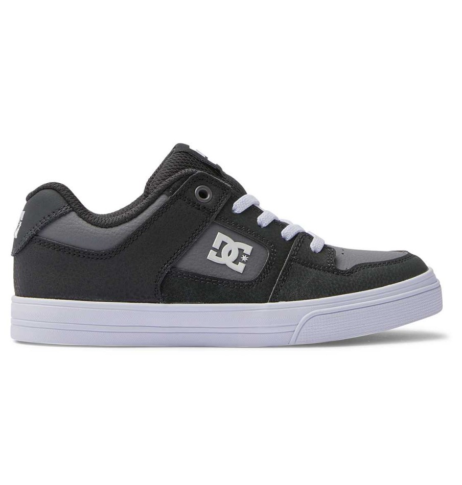 Enfants DC Shoes Baskets | Chaussures A Lacets Elastiques Pures Pour Enfants Pour Garcons Anthracite/Noir