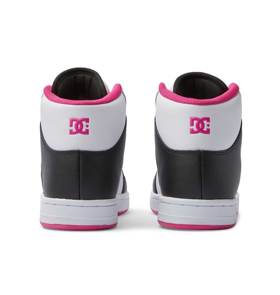 Femmes DC Shoes Baskets | Chaussures Montantes Manteca 4 Hi Pour Femmes Noir/Blanc/Rose