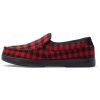 Hommes DC Shoes Baskets | Chaussures A Enfiler Villain Pour Hommes Carreaux Noir/Rouge