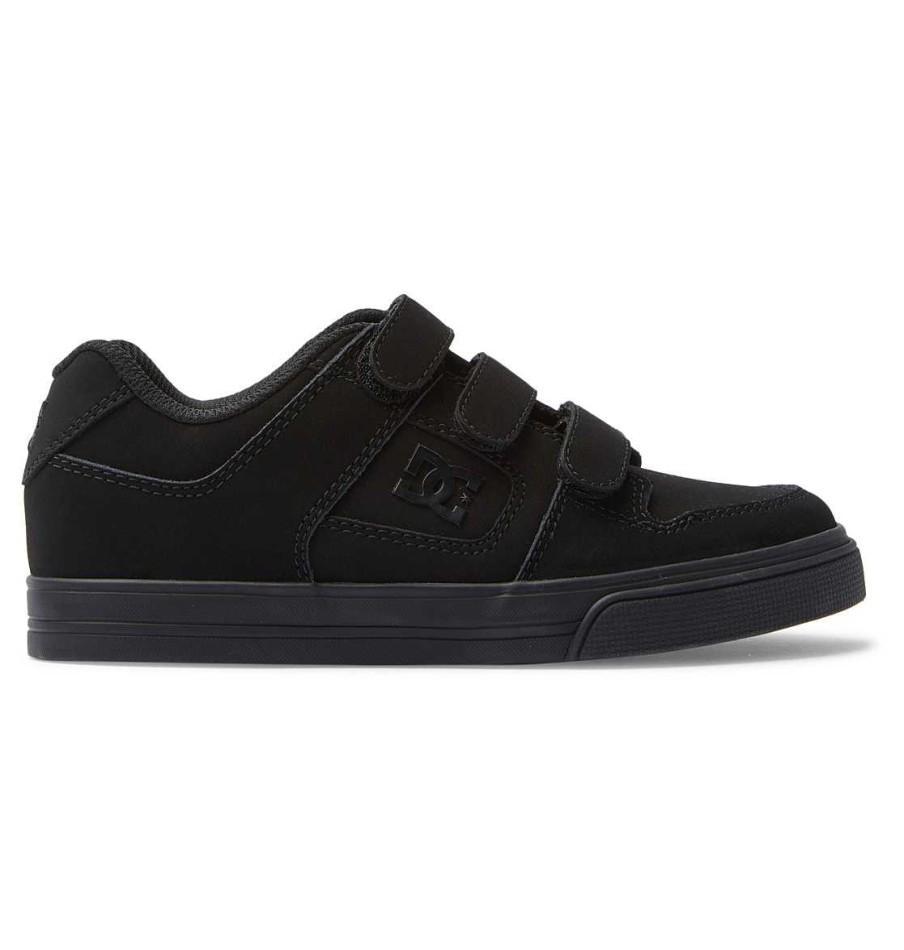 Enfants DC Shoes Baskets | Chaussures Pure Velcro Pour Garcon Noir/Noir/Noir