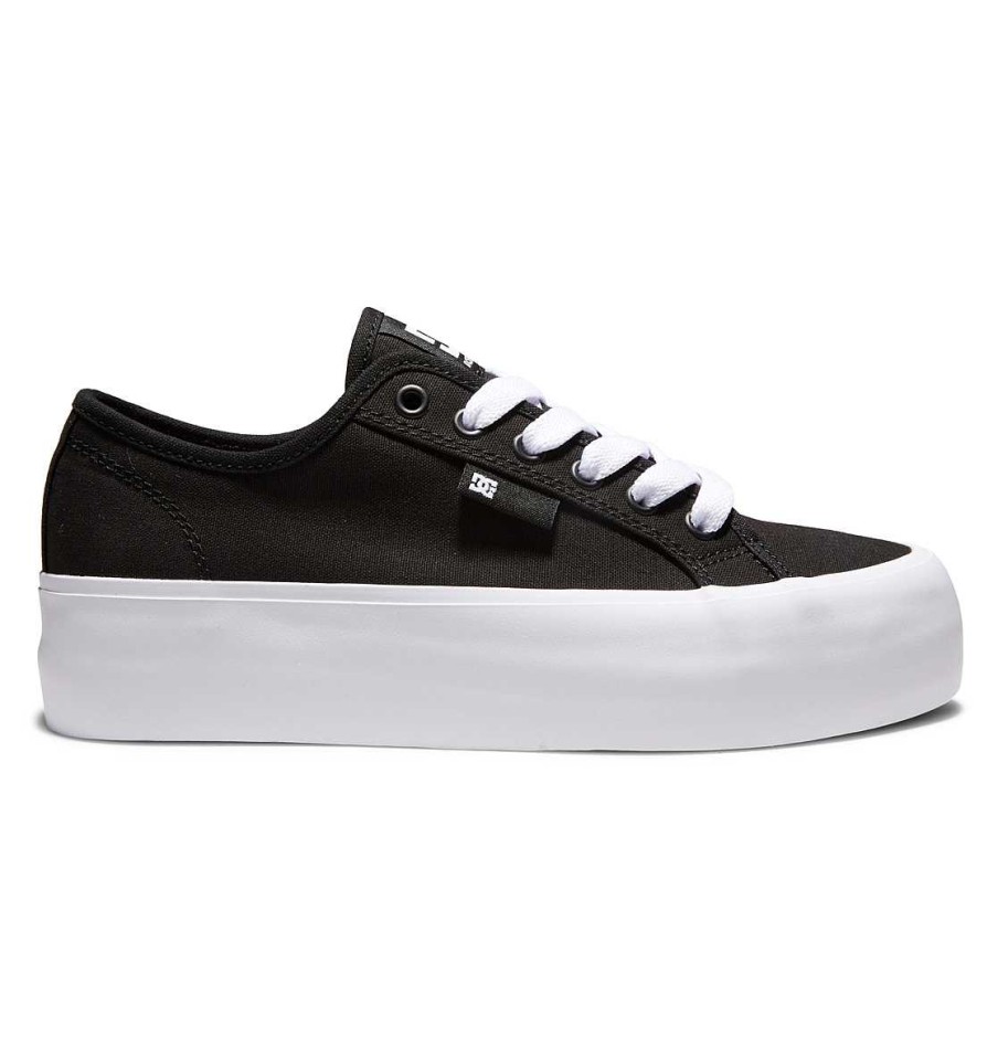 Femmes DC Shoes Baskets | Chaussures A Plateforme Manuelles Pour Femmes Noir Blanc