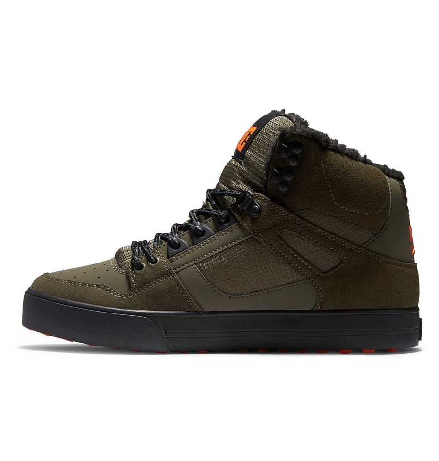 Hommes DC Shoes Bottes D'Hiver | Chaussures D'Hiver Montantes Pures Pour Hommes Olive Poussiereuse/Orange