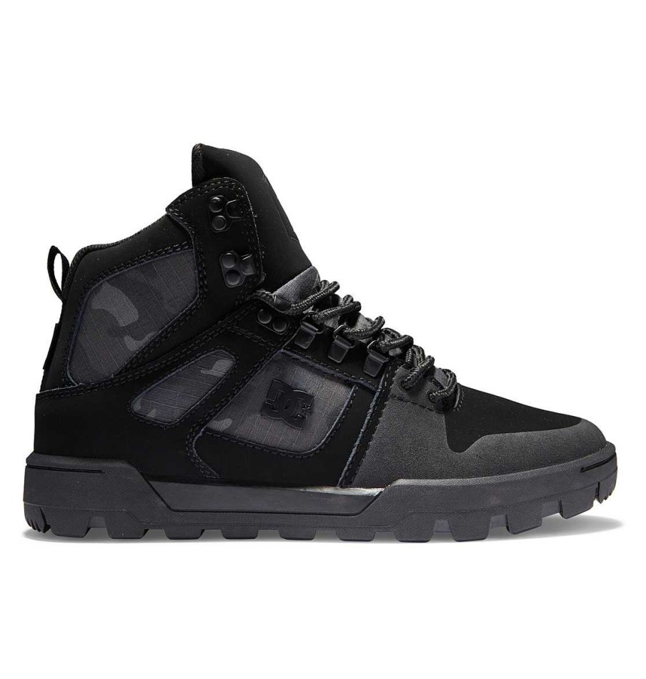 Hommes DC Shoes Bottes D'Hiver | Bottes D'Hiver Montantes Pure Resistantes A L'Eau Pour Hommes Gris Noir