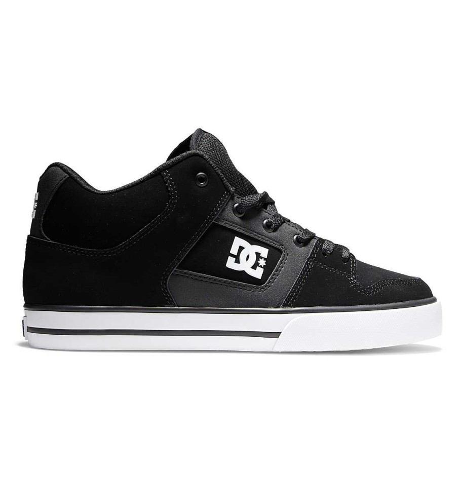 Hommes DC Shoes Baskets | Chaussures Mi-Hautes Pure Mid Pour Hommes Noir Blanc