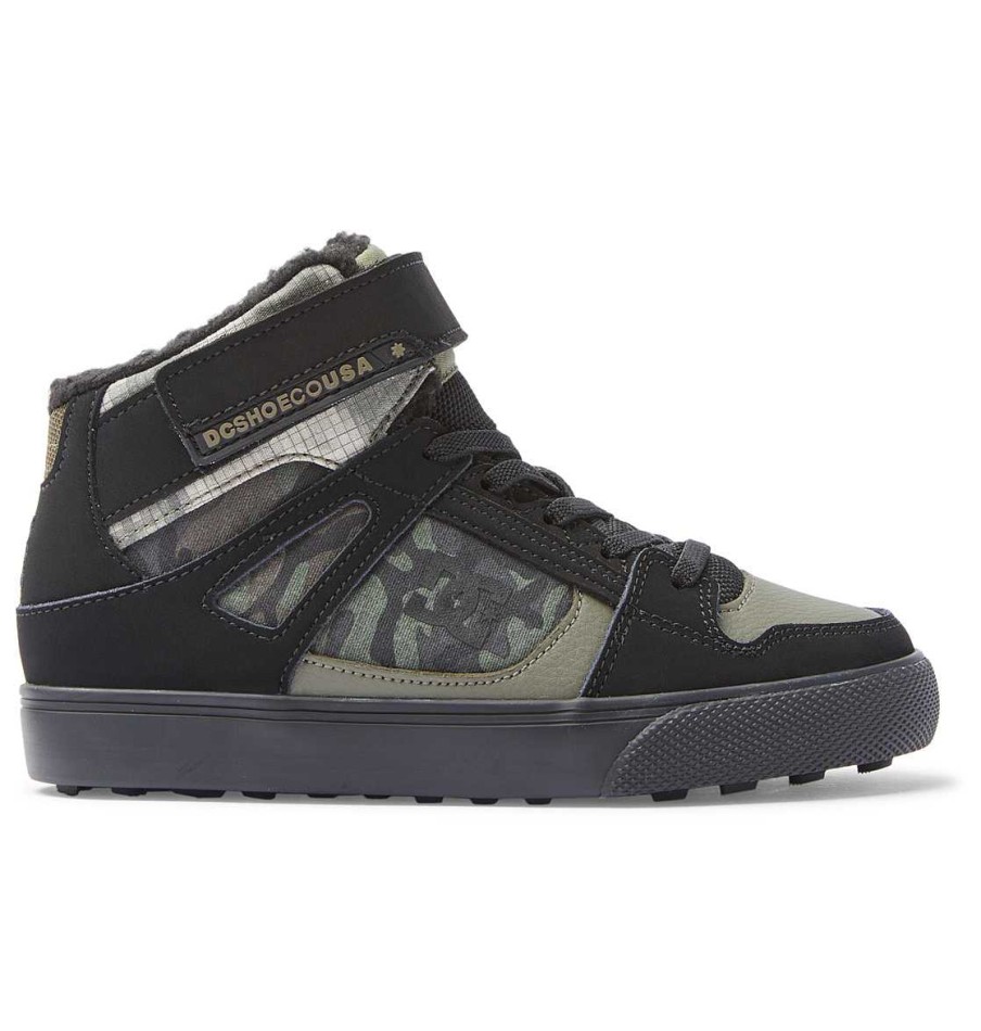 Enfants DC Shoes Baskets | Chaussures D'Hiver Pure Pour Enfants Pour Garcons Camouflage Olive