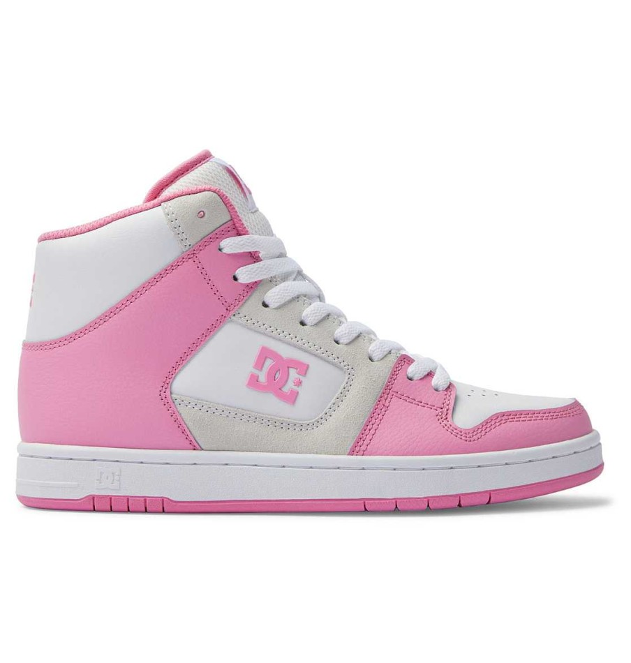 Femmes DC Shoes Baskets | Chaussures Montantes Manteca 4 Hi Pour Femmes Rose/Blanc