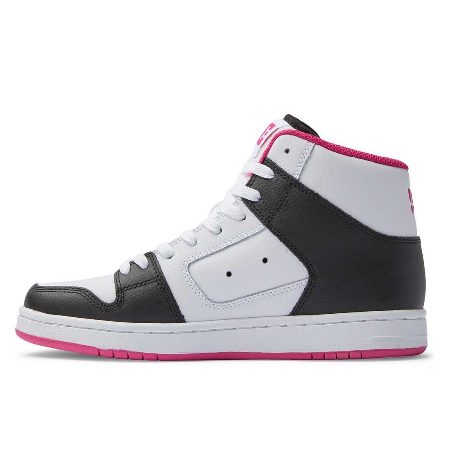 Femmes DC Shoes Baskets | Chaussures Montantes Manteca 4 Hi Pour Femmes Noir/Blanc/Rose