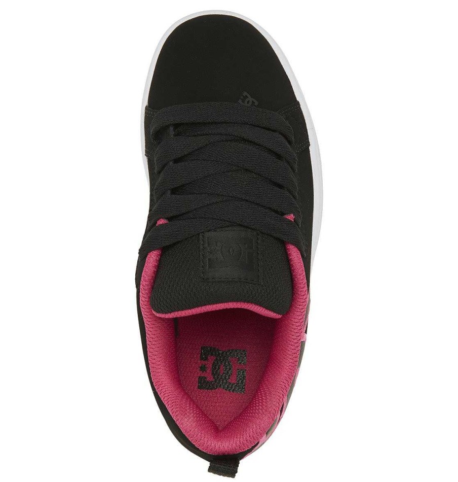 Enfants DC Shoes Baskets | Chaussures Court Graffik Pour Enfants Pochoir Noir/Rose