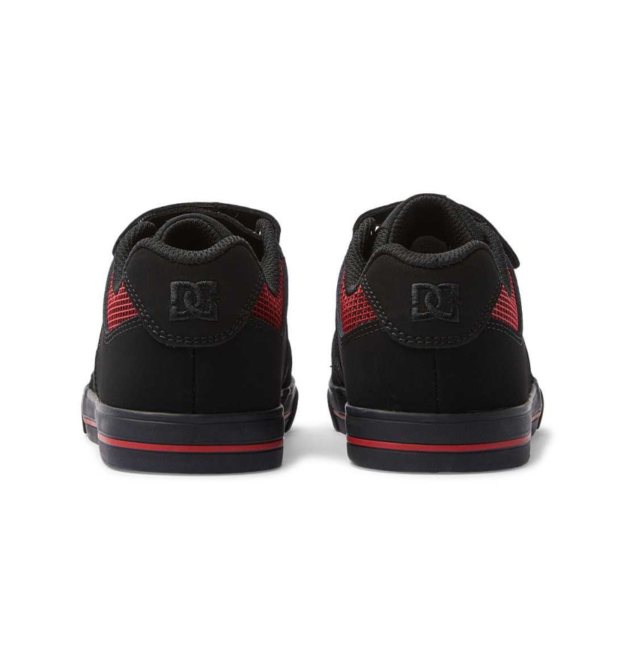 Enfants DC Shoes Baskets | Chaussures Pure Velcro Pour Garcon Noir/Noir/Rouge