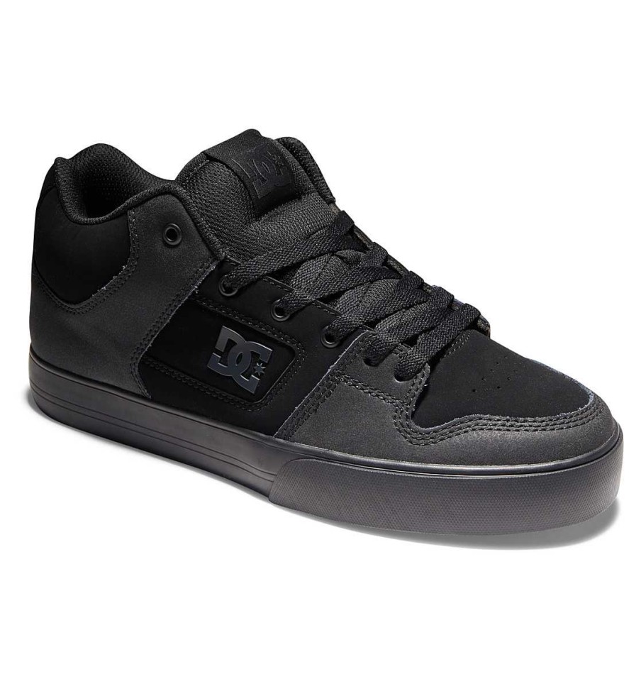 Hommes DC Shoes Baskets | Chaussures Mi-Hautes Pure Mid Pour Hommes Noir/Noir/Gomme