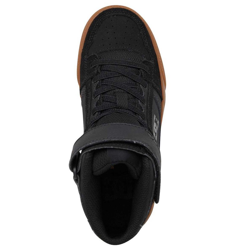 Enfants DC Shoes Baskets | Chaussures Montantes En Dentelle Pure A Haute Elasticite Pour Enfants Noir/Gomme