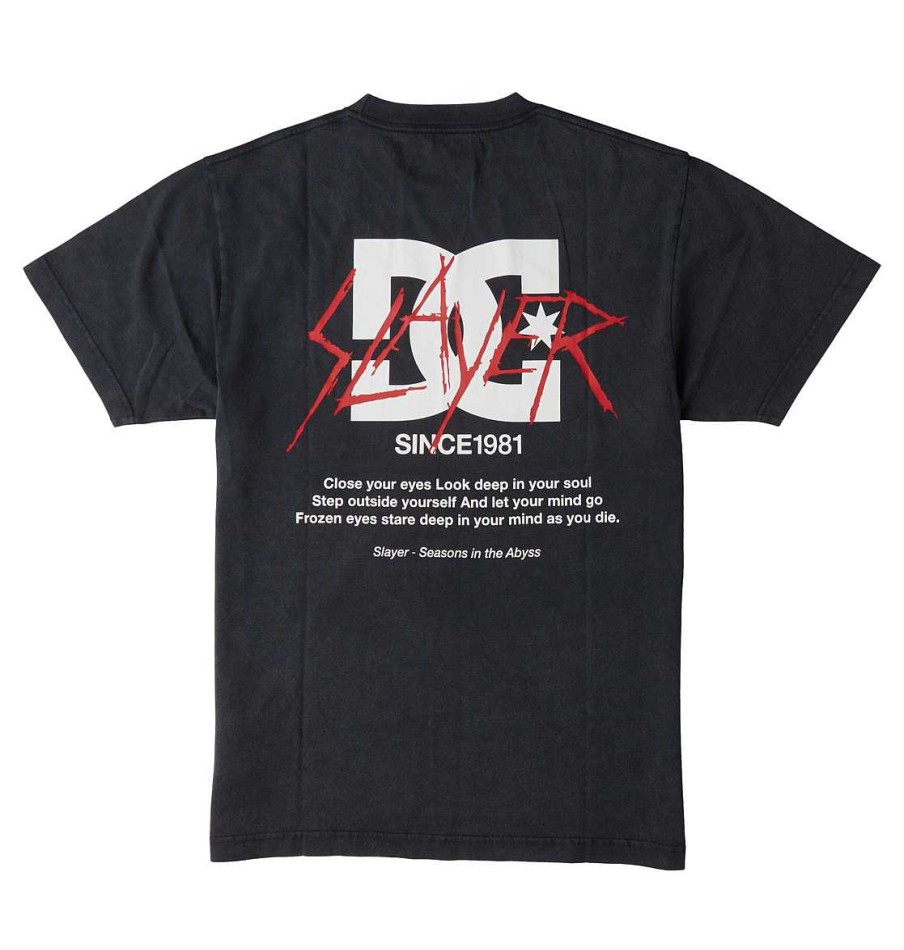 Hommes DC Shoes T-Shirts | T-Shirt Homme Dc X Slayer 1981 Lavage A L'Acide Noir