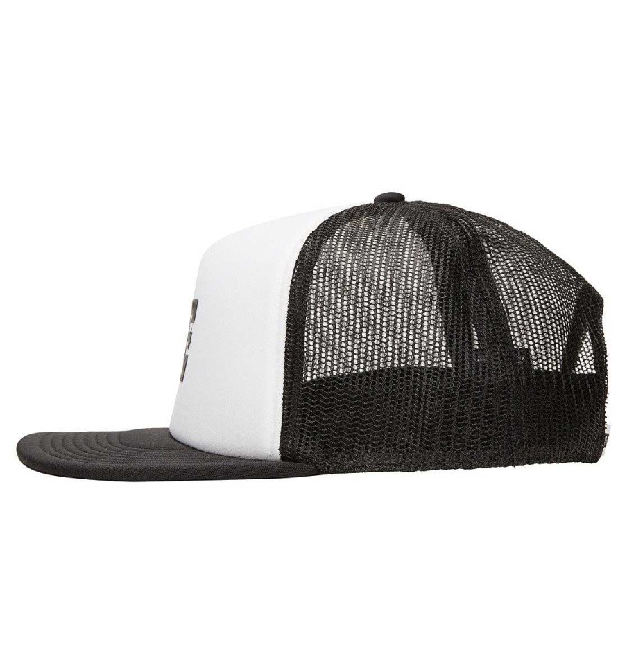 Hommes DC Shoes Chapeaux Et Bonnets | Casquette De Camionneur De Station-Service Pour Hommes Blanc Noir