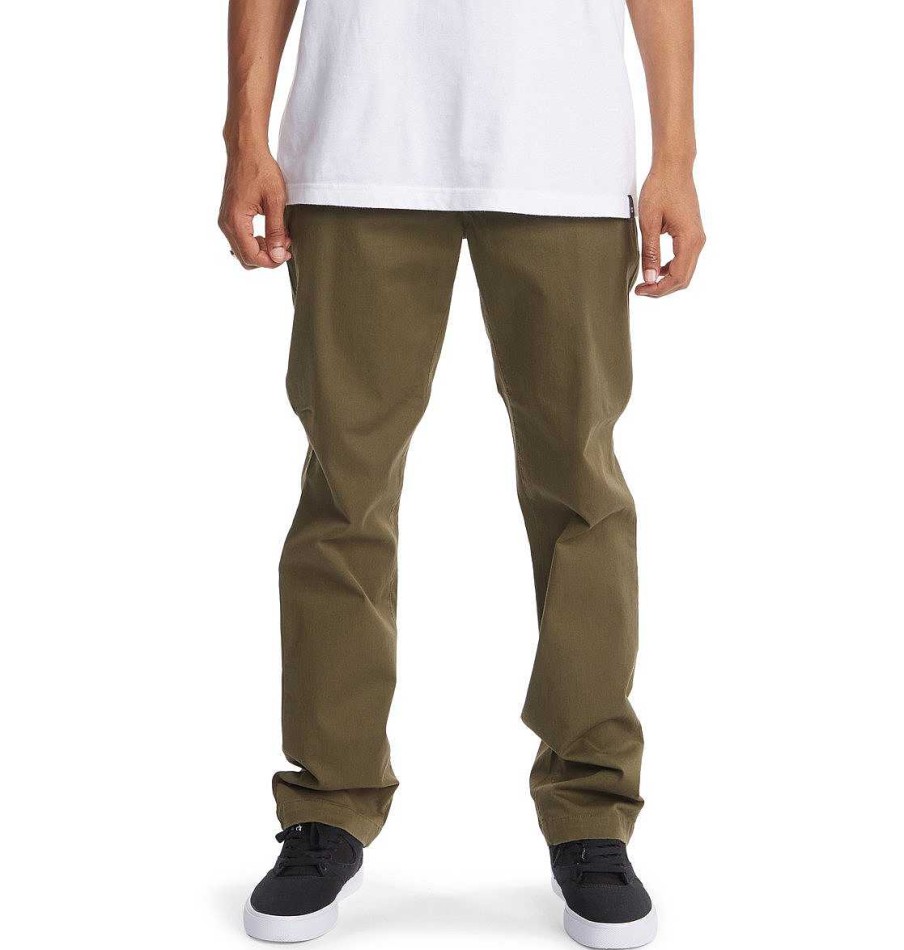 Hommes DC Shoes Pantalons Et Shorts | Pantalon Chino De Travail Pour Hommes Vert Lierre