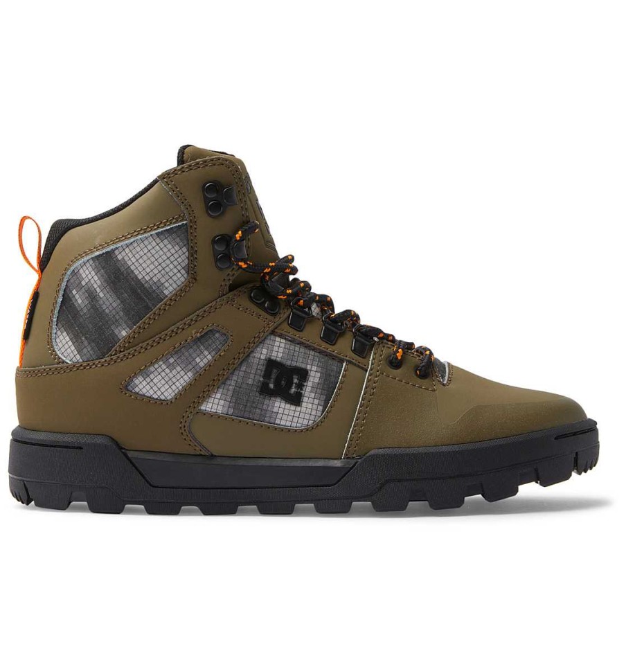 Hommes DC Shoes Bottes D'Hiver | Bottes D'Hiver Montantes Pure Resistantes A L'Eau Pour Hommes Olive/Noir