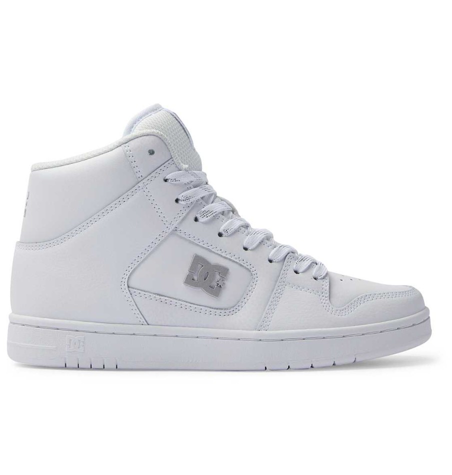 Femmes DC Shoes Baskets | Chaussures Montantes Manteca 4 Hi Pour Femmes Blanc/Argent