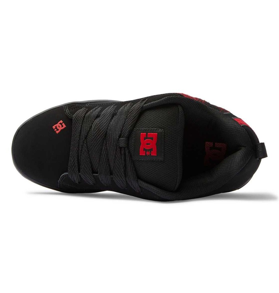 Hommes DC Shoes Baskets | Chaussures Court Graffik Pour Hommes Carreaux Noir/Rouge