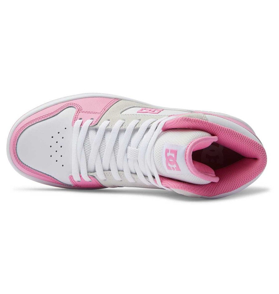 Femmes DC Shoes Baskets | Chaussures Montantes Manteca 4 Hi Pour Femmes Rose/Blanc