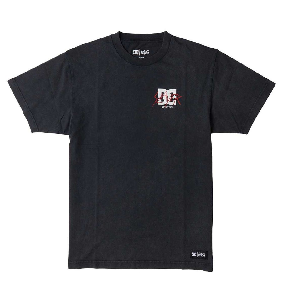 Hommes DC Shoes T-Shirts | T-Shirt Homme Dc X Slayer 1981 Lavage A L'Acide Noir