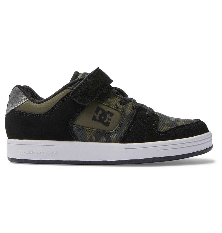 Enfants DC Shoes Baskets | Chaussures A Lacets Elastiques Manteca 4 Pour Garcon Camouflage Olive