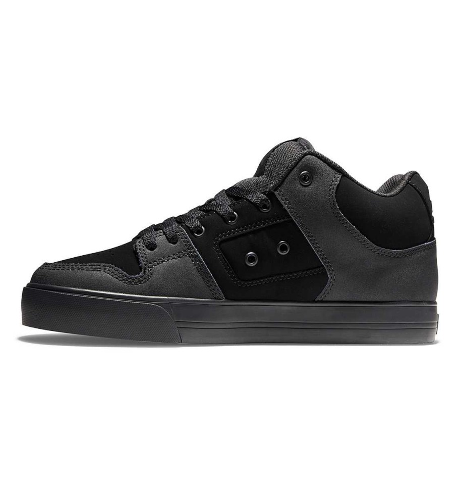 Hommes DC Shoes Baskets | Chaussures Mi-Hautes Pure Mid Pour Hommes Noir/Noir/Gomme