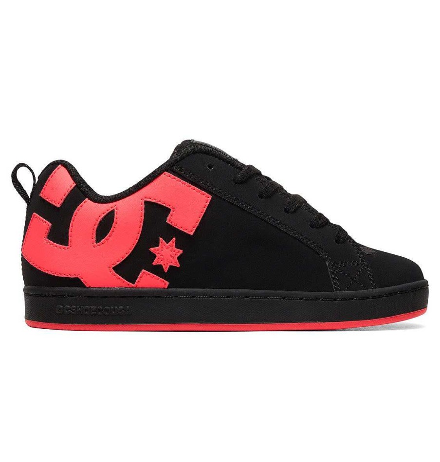 Femmes DC Shoes Baskets | Chaussures Court Graffik Pour Femmes Noir/Rose Vif