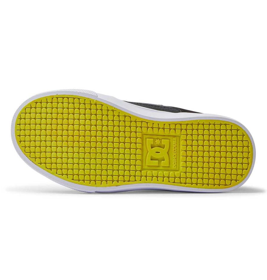 Enfants DC Shoes Baskets | Chaussures Montantes En Dentelle Pure A Haute Elasticite Pour Enfants Noir/Lime Doux/Noir