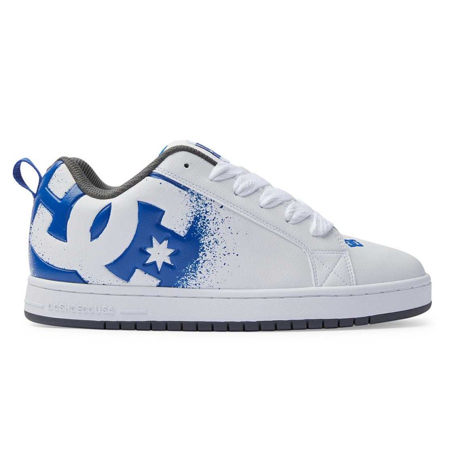 Hommes DC Shoes Essentiel | Chaussures Court Graffik Pour Hommes Blanc/Bleu/Gris