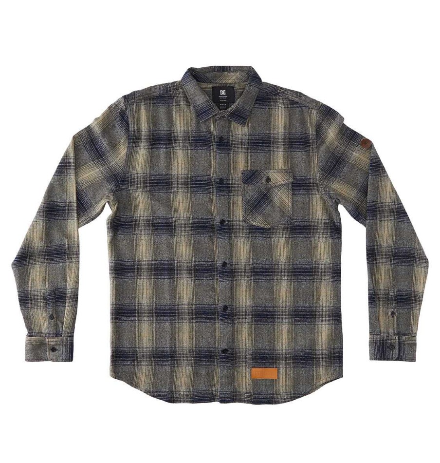 Hommes DC Shoes Chemises Et Flanelles | Chemise A Manches Longues En Flanelle Marshal Pour Hommes Robe Bleu/ Plaza Toupe Plaid