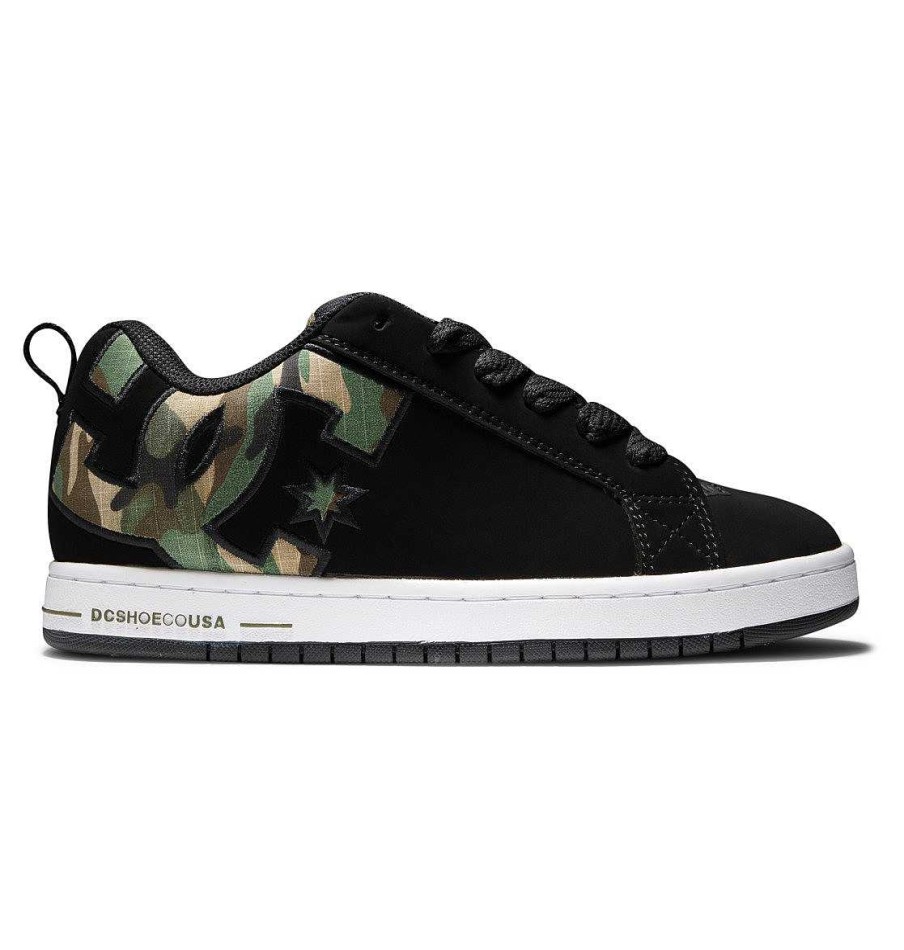 Hommes DC Shoes Essentiel | Chaussures Court Graffik Pour Hommes Camouflage Noir